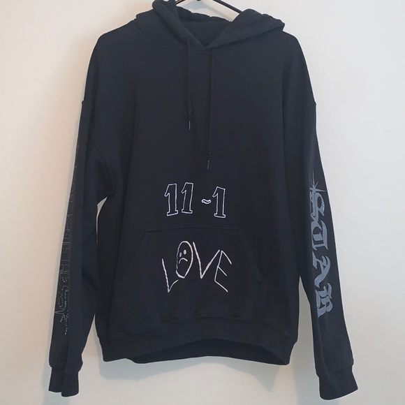 Lil Peep Other - LIL PEEP VERY RARE SIZE LARGE SHINING STAR 11-1 LOVE HOODIE WITH REFLECTIVE INK